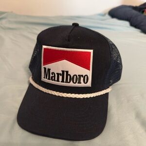 Marlboro Dark Blue Cap with Logo and White Rope